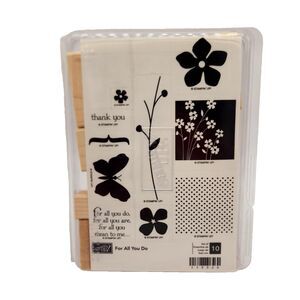 Stampin Up For All You Do Wood Stamp Set Unmounted Flower Thank You Cardmaking
